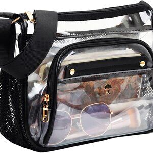 Spacious Clear Crossbody Tote for Women - Ideal for Events, Adjustable 24" Strap